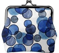 Portamonete da donna in pelle blu indaco con bolle ad acquerello, piccolo portamonete con chiusura a lucchetto a bacio, portafoglio per ragazza regalo, Come nella foto, Taglia unica, Organizer per