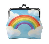 Portamonete da donna in pelle color arcobaleno, piccolo portafoglio con chiusura a bacio, mini porta carte per chiavi, rossetto, carino portamonete da viaggio