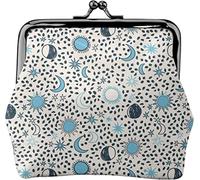 Portamonete da donna in pelle color crema con sole, luna e stelle, piccolo portamonete con chiusura a lucchetto a bacio e fibbia portafoglio per ragazza regalo, Come nella foto, Taglia unica,
