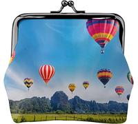 Portamonete da donna in pelle colorata con mongolfiera, piccolo portamonete con chiusura a lucchetto a bacio e fibbia portafoglio per regalo ragazza, Come nella foto, Taglia unica, Organizer per borse