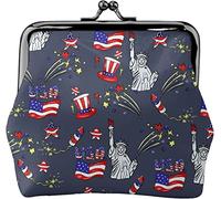 Portamonete da donna in pelle con bandiera americana, piccolo portamonete con chiusura a lucchetto a bacio e fibbia, regalo per ragazza, Come nella foto, Taglia unica, Organizer per borse