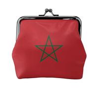 Portamonete da donna in pelle con bandiera del Marocco, piccolo portafoglio con chiusura a bacio, mini porta carte per chiavi, rossetto, carino portamonete da viaggio