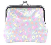 Portamonete da donna in pelle con chiusura a bacio e fibbia, 11,5 x 10,5 cm