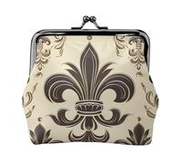 Portamonete da donna in pelle con chiusura a bacio, portafoglio Fleur-de-Lis e cappotto Arms Knight Clutch Purse Mini portamonete