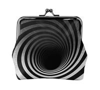 Portamonete da donna in pelle con chiusura a bacio, portafoglio nero e bianco a spirale tunnel pochette mini portamonete portamonete