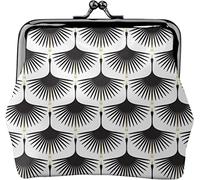 Portamonete da donna in pelle con cigni in stile Art Déco, nero su bianco, piccolo portamonete con chiusura a lucchetto a bacio e fibbia, regalo per ragazza, Come nella foto, Taglia unica, Organizer