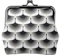 Portamonete da donna in pelle con cigni in stile Art Déco, nero su bianco, piccolo portamonete con chiusura a lucchetto a bacio e fibbia, regalo per ragazza, Come nella foto, Taglia unica, Organizer