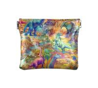 Portamonete da donna in pelle con dinosauri dei cartoni animati del papà, per donne e uomini, cartone animato, dinosauri, safari, 1 size, Stampa artistica