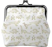 Portamonete da donna in pelle con dinosauri origami dorati, piccolo portamonete con chiusura Kiss-Lock Portafoglio con fibbia per regalo per ragazza