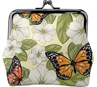 Portamonete da donna in pelle con farfalla su petali, piccolo portamonete con chiusura a scatto a bacio e fibbia portafoglio per ragazza regalo, Come nella foto, Taglia unica, Organizer per borse