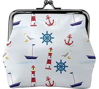 Portamonete da donna in pelle con faro, barca a vela e pulp, piccolo portamonete con chiusura a lucchetto a bacio, portafoglio per ragazza regalo, Come nella foto, Taglia unica, Organizer per borse