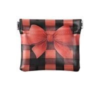 Portamonete da donna in pelle con fiocco nero e rosso, impermeabile, organizer per gioielli per donna e ragazza, San Valentino Bowknot nero rosso, Decorazione