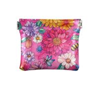 Portamonete da donna in pelle con fiori autunnali, dalia, calendula, farfalle, api, rosa acceso, 4 pezzi, Autunno Fiori Dalia, Calendula, Farfalle, api Hot Pink_4, 1 size, Stampa artistica