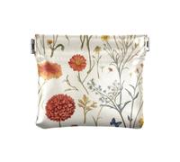 Portamonete da donna in pelle con fiori autunnali, garofano, dalia, farfalle, api, beige, impermeabile, borsa per il trucco, autunno Fiori Garofano Dalia Farfalle api Beige, 1 size, Stampa artistica