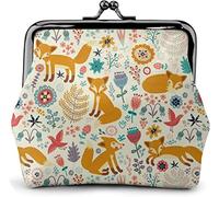 Portamonete da donna in pelle con fiori decorati con volpi, piccolo portamonete con chiusura a lucchetto a bacio e fibbia, regalo per ragazza, Come nella foto, Taglia unica, Organizer per borse