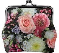Portamonete da donna in pelle con fiori gialli e rosa, piccolo portamonete con chiusura a lucchetto a bacio e fibbia portafoglio per ragazza regalo, Come nella foto, Taglia unica, Organizer per borse