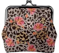 Portamonete da donna in pelle con fiori rossi, leopardato nero, piccolo portamonete con chiusura a scatto a bacio e fibbia portafoglio per ragazza regalo, Come nella foto, Taglia unica, Organizer per