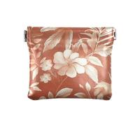 Portamonete da donna in pelle con fiori vintage in oro rosa, comodo organizer per gioielli da donna, Fiori vintage in oro rosa, 1 size, moderno