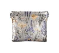 Portamonete da donna in pelle con fiori viola lavanda grigio carino borsa per il trucco borsa per il cambio borsa per donna ragazza