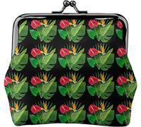 Portamonete da donna in pelle con foglie e fiori tropicali, piccolo portamonete con chiusura a lucchetto a bacio e fibbia portafoglio per ragazza regalo, Come nella foto, Taglia unica, Organizer per