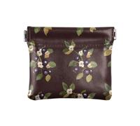 Portamonete da donna in pelle con frutti di bosco viola e frutti marroni, organizer portatile per gioielli per ragazze e donne, Marrone Frutta, 4.33"(L) x 3.74"(W) x 0.39"(H), classico