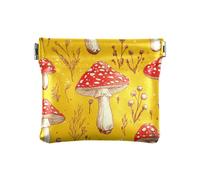 Portamonete da donna in pelle con funghi rossi e tartufo giallo piccolo portamonete carino con chiusura per donne ragazze, funghi rossi Tartufo Giallo, Decorazione