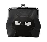 Portamonete da donna in pelle con gatto nero, piccolo portafoglio con chiusura a bacio, mini porta carte per chiavi, rossetto, carino portamonete da viaggio