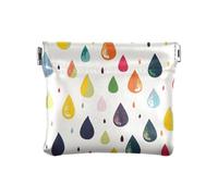 Portamonete da donna in pelle con gocce di pioggia colorate, porta carte portatile per ragazze e signore