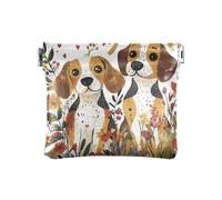 Portamonete da donna in pelle con grazioso panda turchese, mini portamonete unico per ragazze e donne, Cartone animato Beagle cani bianco carino, 1 size, moderno