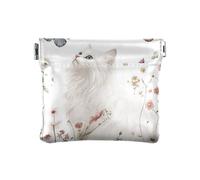 Portamonete da donna in pelle con grazioso panda turchese, mini portamonete unico per ragazze e donne, Estetica American Curl Cats Bianco, 1 size, moderno
