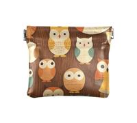 Portamonete da donna in pelle con gufi rustici, stile vintage, per donne, ragazzi, ragazze