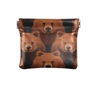 Portamonete da donna in pelle con illustrazione di orso marrone, portamonete portatile, borsa per il trucco, borsa per cambiare, per ragazze e donne, Orso Brown Illustrazione, 1 Size, Accessorio da