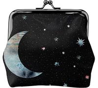 Portamonete da donna in pelle con luna crescente e stelle multicolori, piccolo portamonete con chiusura a lucchetto a bacio e fibbia portafoglio per ragazza regalo, Come nella foto, Taglia unica,