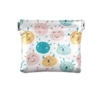 Portamonete da donna in pelle con mostri colorati e carini, per donna e ragazza, Mostro colorato carino cartone animato, 1 size