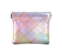 Portamonete da donna in pelle con motivo a cubi arcobaleno con griglia dorata, organizer portatile per monete, per ragazze e donne