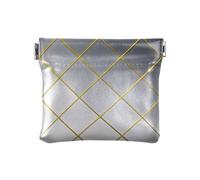 Portamonete da donna in pelle con motivo a cubi grigi con griglia dorata e chiusura portatile, porta carte di credito per le donne