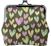 Portamonete da donna in pelle con motivo a cuore colorato, piccolo portamonete con chiusura a lucchetto a bacio e fibbia portafoglio per regalo ragazza, Come nella foto, Taglia unica, Organizer per