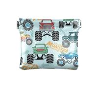 Portamonete da donna in pelle con motivo a mostri e camion dei cartoni animati senza cuciture, organizer unico per gioielli, Seamless Pattern Monster Cartoon Truck, 1 Size, Accessorio da viaggio