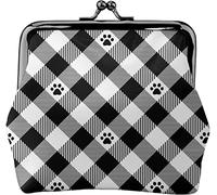Portamonete da donna in pelle con motivo a quadri con impronte di gatto, piccolo portamonete con chiusura a lucchetto a bacio e fibbia, regalo per ragazza, Come nella foto, Taglia unica, Organizer per