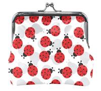 Portamonete da donna in pelle con motivo coccinelle rosse, con fibbia di blocco, piccolo portamonete per monete, coccinelle rosse carine, classico, Coccinelle Rosse Carine, Classico