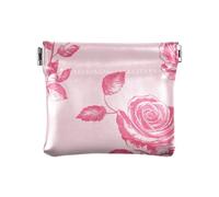 Portamonete da donna in pelle con motivo floreale rosa pesca, comodo borsa per il trucco, borsa per cambiare, per donne e ragazze