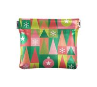 Portamonete da donna in pelle con motivo geometrico luminoso con elementi natalizi per donne ragazzi ragazze borsa per il trucco borsa cambiamento, Motivo geometrico luminoso con elementi natalizi, 1