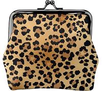Portamonete da donna in pelle con motivo leopardato nero, piccolo portamonete con chiusura a lucchetto a bacio e fibbia portafoglio per ragazza regalo, Come nella foto, Taglia unica, Organizer per