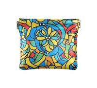 Portamonete da donna in pelle con motivo mandala colorato blu, impermeabile, per ragazze e donne