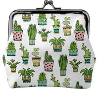 Portamonete da donna in pelle con motivo piante in vaso, piccolo portamonete con chiusura a lucchetto a bacio e fibbia portafoglio per regalo ragazza, Come nella foto, Taglia unica, Organizer per