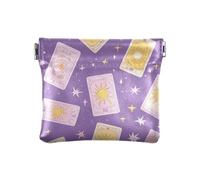 Portamonete da donna in pelle con oroscopo dei tarocchi viola, comodo mini astuccio per cosmetici per donne e ragazze