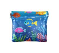 Portamonete da donna in pelle con pesci carini e cartoni animati, impermeabile, organizer per gioielli da, Carino pesce di colore dei cartoni, 1 size, Stampa artistica