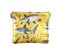 Portamonete da donna in pelle con pesci dolci e marini, stile cartone animato, colore giallo, cartone animato, dolce, pesce, mare, Giallo, 1 size, Stampa artistica