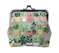 Portamonete da donna in pelle con pianta bonsai, piccolo portafoglio con chiusura a bacio, mini porta carte per chiavi, rossetto, carino portamonete da viaggio