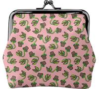 Portamonete da donna in pelle con pianta carnivora in vaso, piccolo portamonete con chiusura a chiusura a bacio e fibbia, regalo per ragazza, Come nella foto, Taglia unica, Organizer per borse